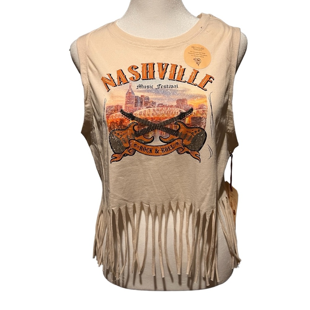 NWT NASHVILLE FRINGE CROP TOP T NEW WITH TAGS